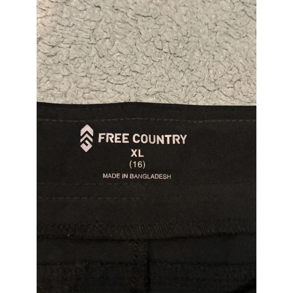 Free Country Womens Black Active Shorts Stretch Drawstring Pockets XL 16